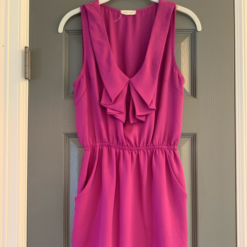 Fuschia Sleeveless Ruffle Accent Dress- Size Small